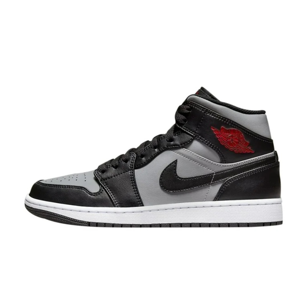 New Air Jordan 1 Mid - Black/Particle Grey/White/Gym Red